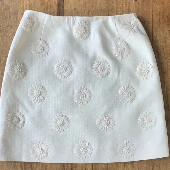 Valentino White Floral Silk Wool Mini Skirt - Picture 9 of 16